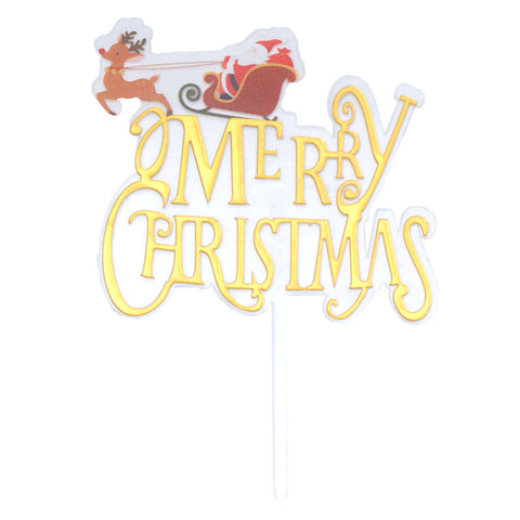 ARCYLIC PICK MERRY XMAS SLEIGH TRANSPARENT (#107244)