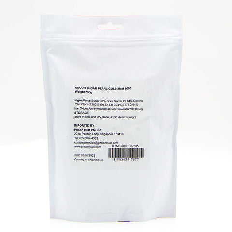 DECOR SUGAR PEARL GOLD 2MM 500G (#107335)