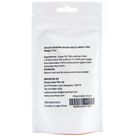 DECOR SANDING SUGAR GOLD 6 MESH 100G (#107338)