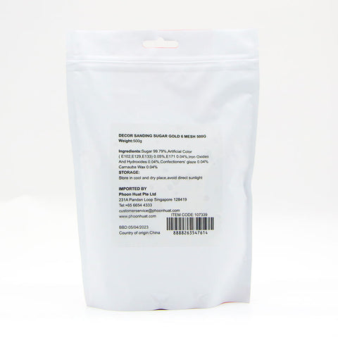 DECOR SANDING SUGAR GOLD 6 MESH 500G (#107339)