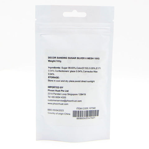 DECOR SANDING SUGAR SILVER 6 MESH 100G (#107340)