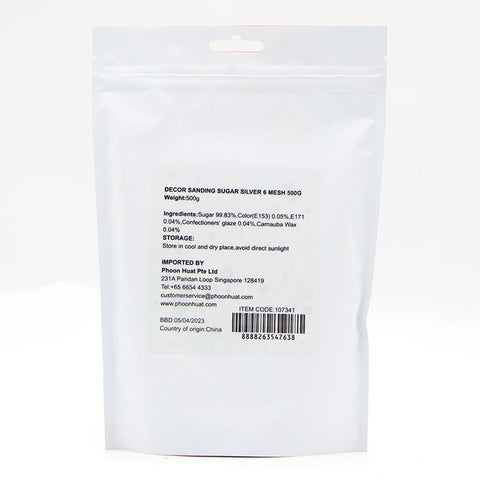 DECOR SANDING SUGAR SILVER 6 MESH 500G (#107341)