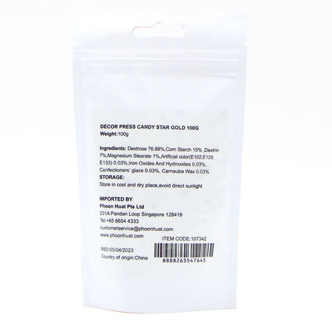 DECOR PRESS CANDY STAR GOLD 100G (#107342)