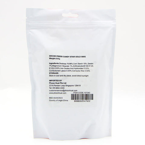 DECOR PRESS CANDY STAR GOLD 500G (#107343)