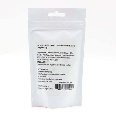DECOR PRESS CANDY CANE RED WHITE 100G (#107344)