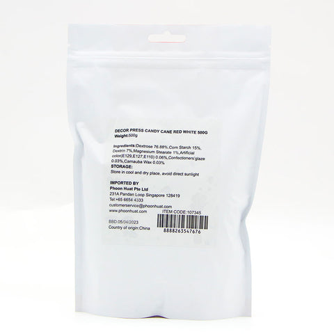 DECOR PRESS CANDY CANE RED WHITE 500G (#107345)