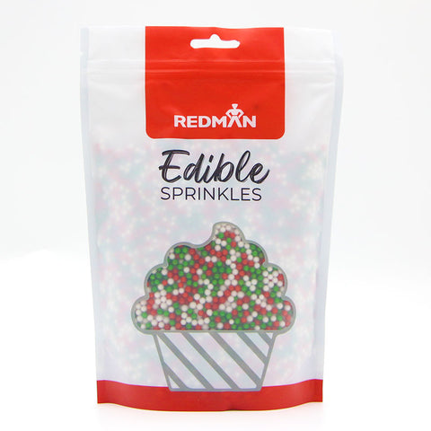 DECOR SUGAR PEARL RED GREEN WHITE 4MM 500G (#107349)