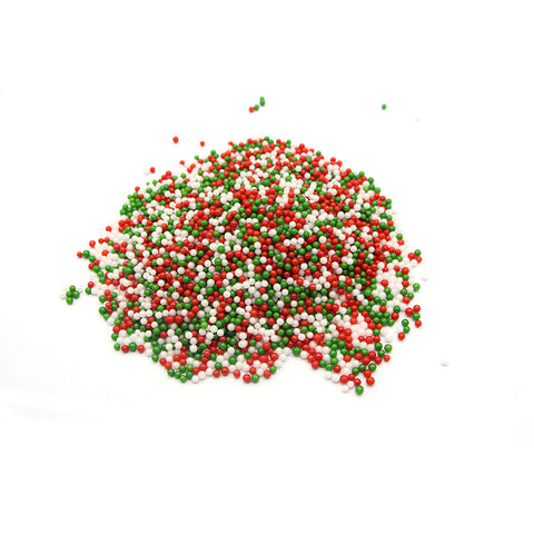 DECOR SUGAR PEARL RED GREEN WHITE 4MM 500G (#107349)