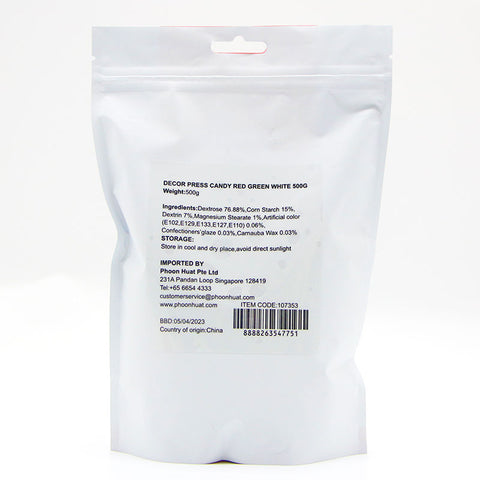 DECOR PRESS CANDY RED GREEN WHITE 500G (#107353)