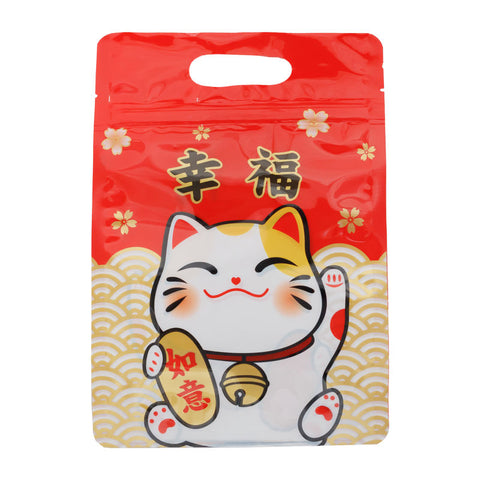 ZIPLOCK BAG LUCKY CAT 4 DESIGN 50PC (#107524)