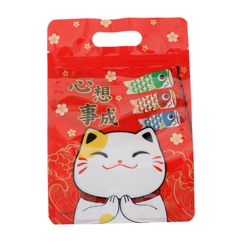 ZIPLOCK BAG LUCKY CAT 4 DESIGN 50PC (#107524)