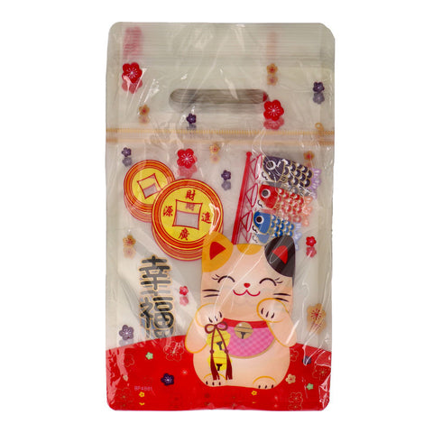 ZIPLOCK BAG LUCKY CAT WHITE 50PC (#107525)