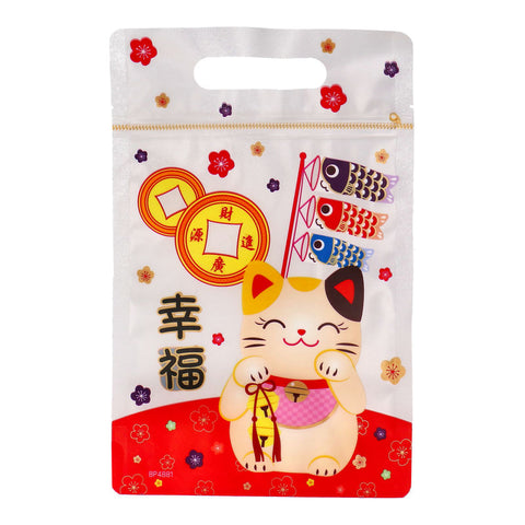 ZIPLOCK BAG LUCKY CAT WHITE 50PC (#107525)
