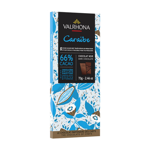 DARK CHOC CARAIBE 66% VALRHONA 70G (#107676)