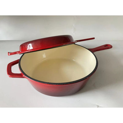 26CM 2IN1 ENAMEL CAST IRON COMBO COOKER RED (#108249)