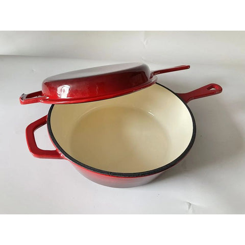 26CM 2IN1 ENAMEL CAST IRON COMBO COOKER RED (#108249)