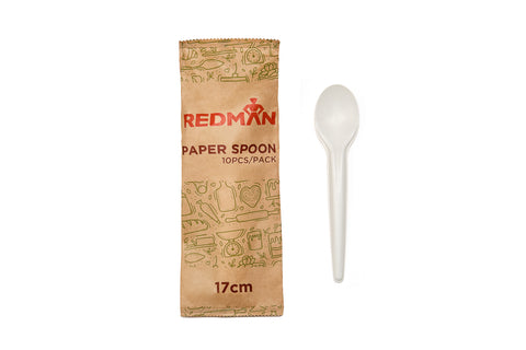 DISPOSABLE PAPER SPOON 17CM 10PC/PAC (#112634)