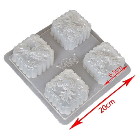 SQUARE MOONCAKE JELLY MOULD FISH 4S (#110253)