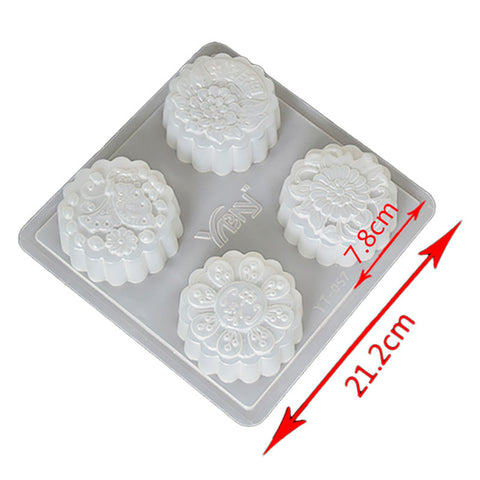 ROUND MOONCAKE JELLY MOULD FLOWER 4S (#110254)