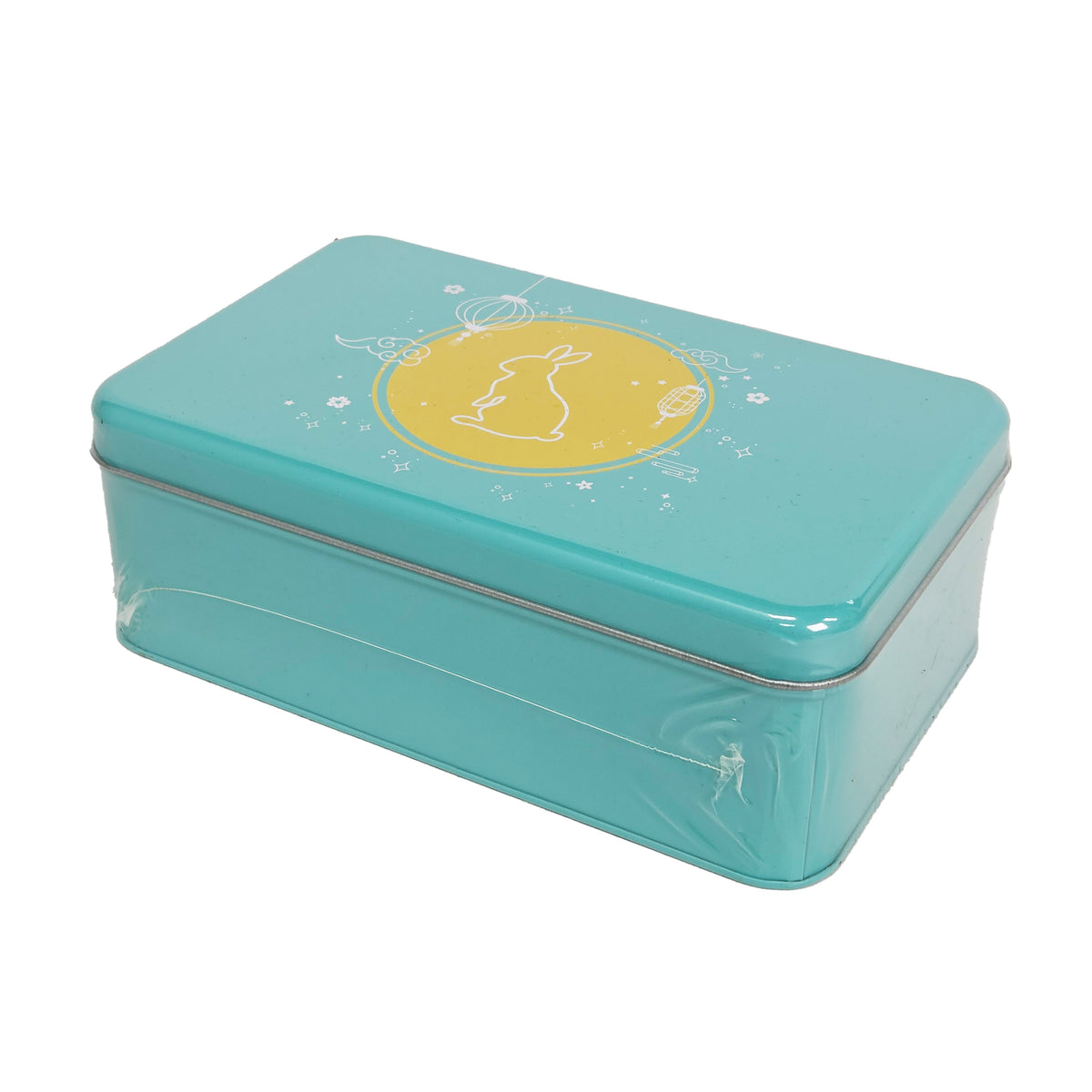MOONCAKE METAL TIN W TRAY TURQUOISE 2S (