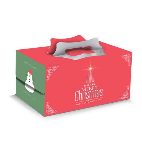 RED GREEN XMAS LOG CAKE BOX 10X6X6" (#110401)
