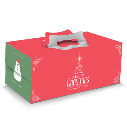RED GREEN XMAS LOG CAKE BOX 13.375X7X6" (#110402)