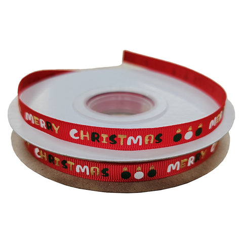 RIBBON XMAS RED MERRY XMAS 9MMX25M (#110404)