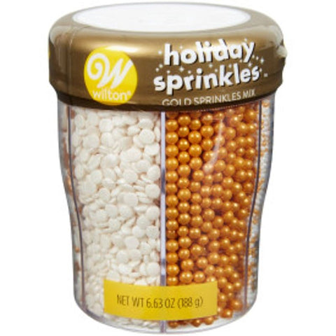 SPRINKLES XMAS GOLD WHITE TALL 6 CELL 710-0-0565 (#110796)