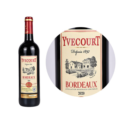Red Wine-Vin de Bordeaux rouge Yvecourt 2020750ML (#112136)
