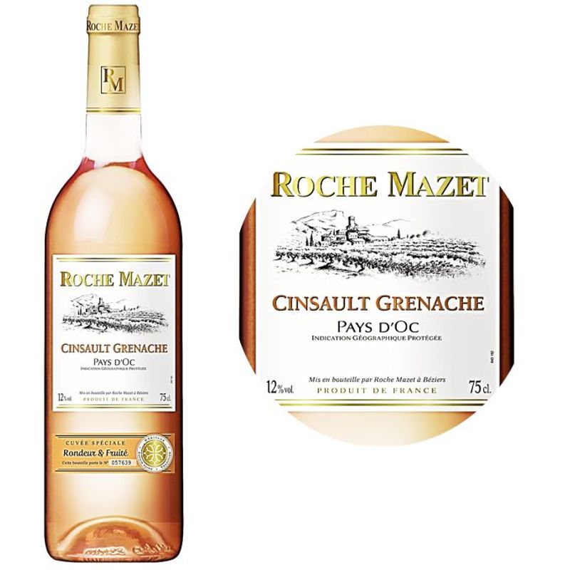 Rose Wine-Cinsault Grenache IGP Pays dOc Rose Wine 2020-2023750ML ...