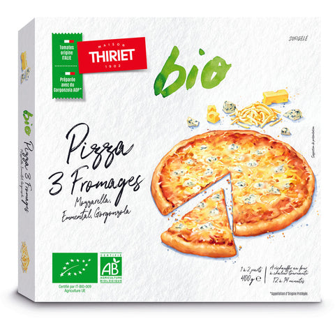PIZZA ORGANIC 3 CHEESES MOZZA-EMM-GORGON 400G 1-2 PORTIONS (#113022)