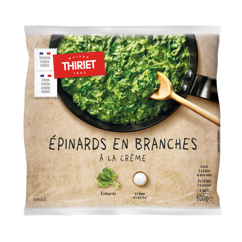 COOKED SPINACH LEAVES WITH CREAM SAUCE 600G 4 PORTIONS (#113164)