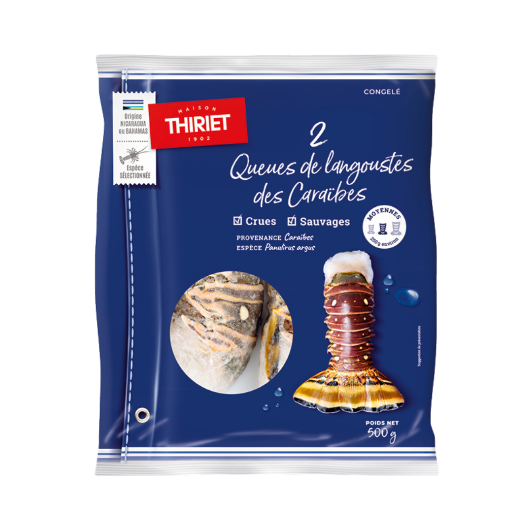 RAW CARIBBEAN LOBSTER TAILS 500G 2 PIECES (