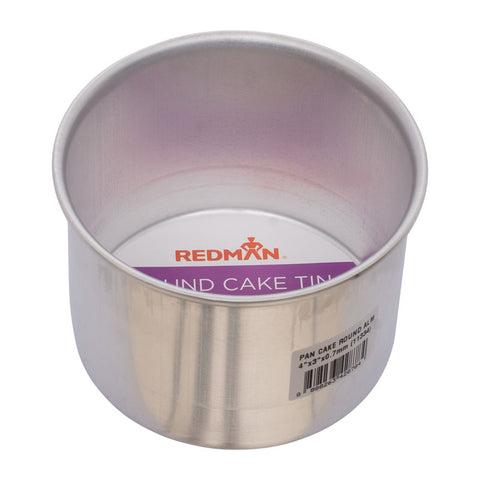 ROUND CAKE TIN ALUM ANODIZED 4"X3" (#11334)