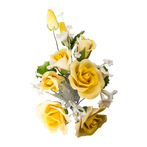 GUM PASTE FLOWER ROSE YELLOW (L) 14X21CM (#12563)