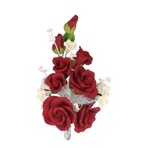 GUM PASTE FLOWER ROSE MAROON (L) 14X21CM (#12564)