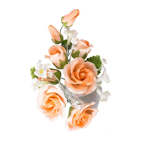 GUM PASTE FLOWER ROSE PEACH (L) 14X21CM (#12566)