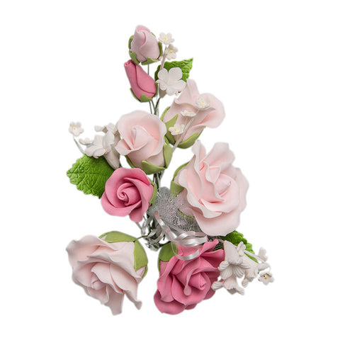 GUM PASTE FLOWER ROSE PINK (L) 14X21CM (#12585)