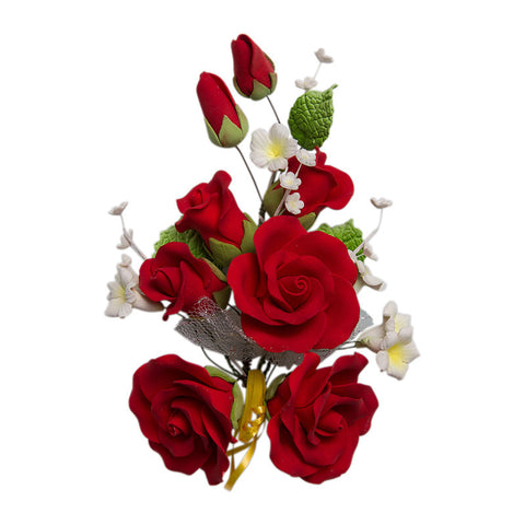 GUM PASTE FLOWER (L) ROSE RED 14X21CM (#12588)