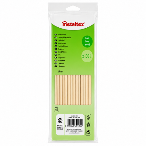 WOODEN SKEWERS 25CM (#127224)