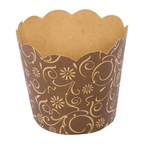 BAKING CASE KRAFT BROWN FLORAL 45XH50MM 100PC (#13335)