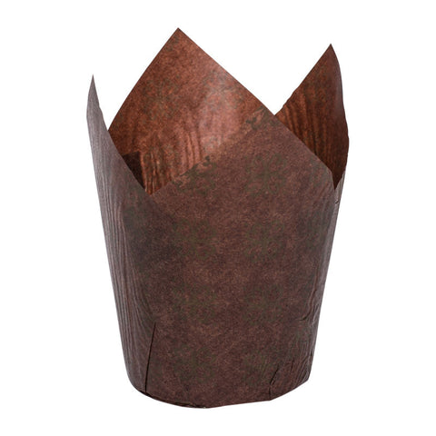 BAKING CASE TULIP 16X16CM BROWN 200PC (#13338)