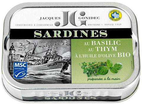 ORGANIC SARDINES BASIL THYME 115G (#122535)
