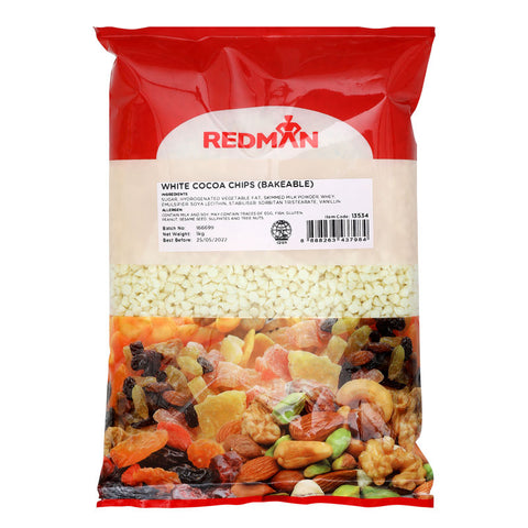 WHITE COCOA CHIPS (BAKEABLE) 1KG (#13534)