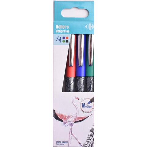 PACK OF 4 ROLLERBALL PEN ASSORTED 4PC (#119801)