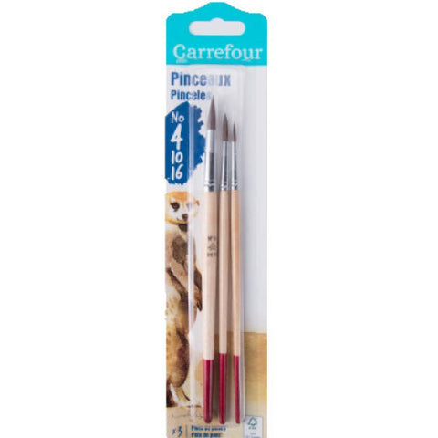PACK OF 3 PONY HAIR PAINT BRUSHES 3PC (#119878)