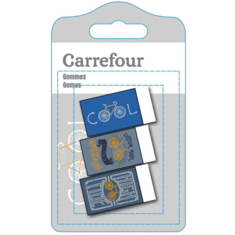 PACK OF 3 FUN ERASERS BLUE RANGE 3PC (#119831)