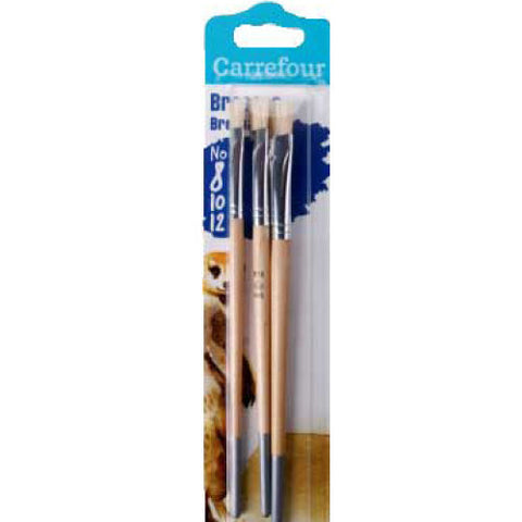 PACK OF 3 HOG BRISTLE PAINT BRUSHES 3PC (#119880)