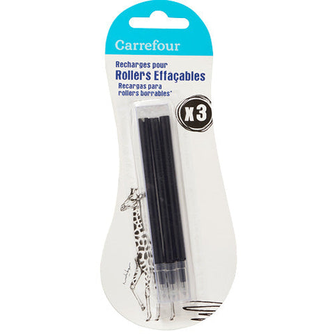 BLACK ERASABLE ROLLERBALL PEN REFILLS 3PC (#119812)