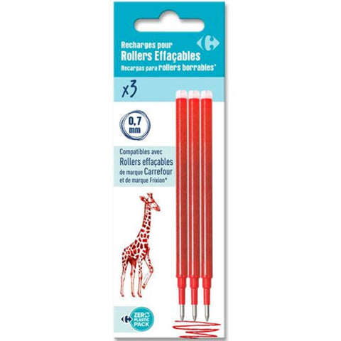 RED ERASABLE ROLLERBALL PEN REFILLS 3PC (#119815)